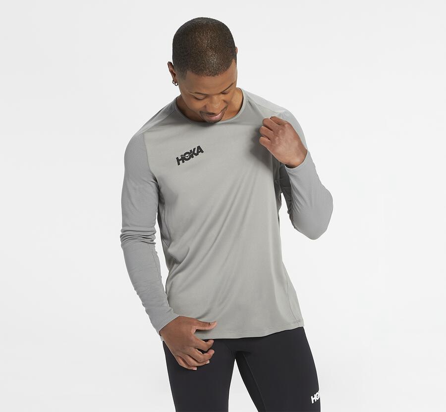 Hoka One One Performance Lång Sleeve Top Herr - Grå - UVANY-0723